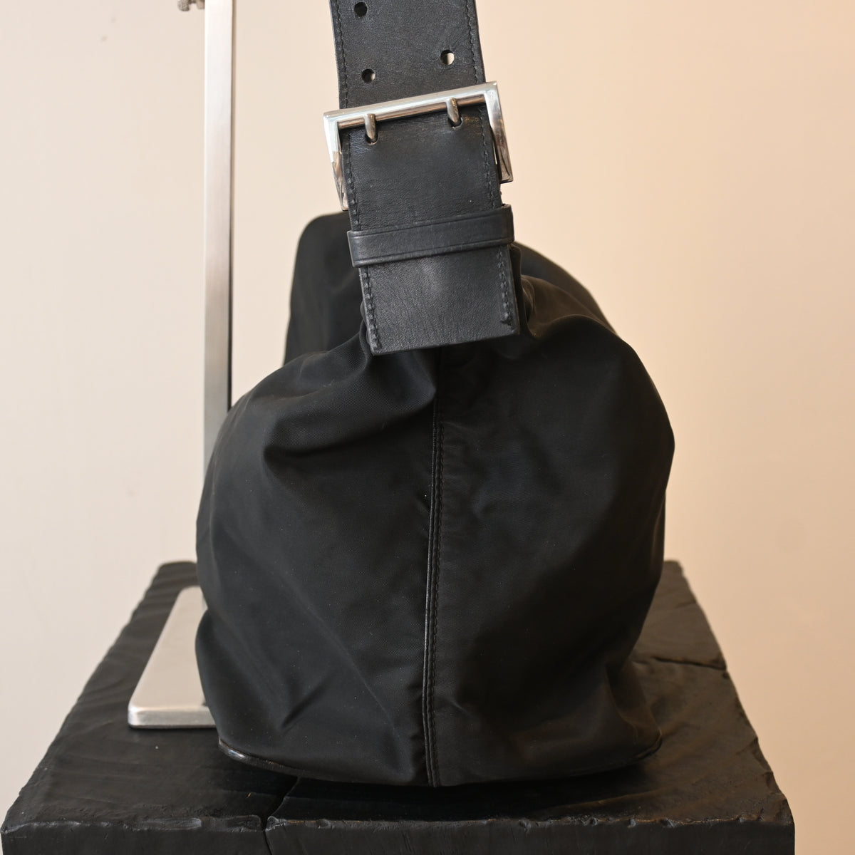 Prada Tessuto Nylon Big Hobo Bag with Braided Strap