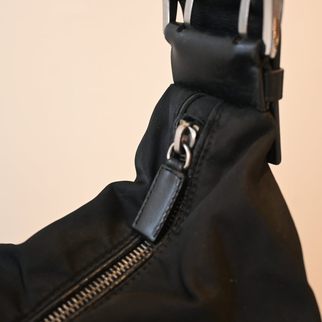 Prada Tessuto Nylon Big Hobo Bag with Braided Strap