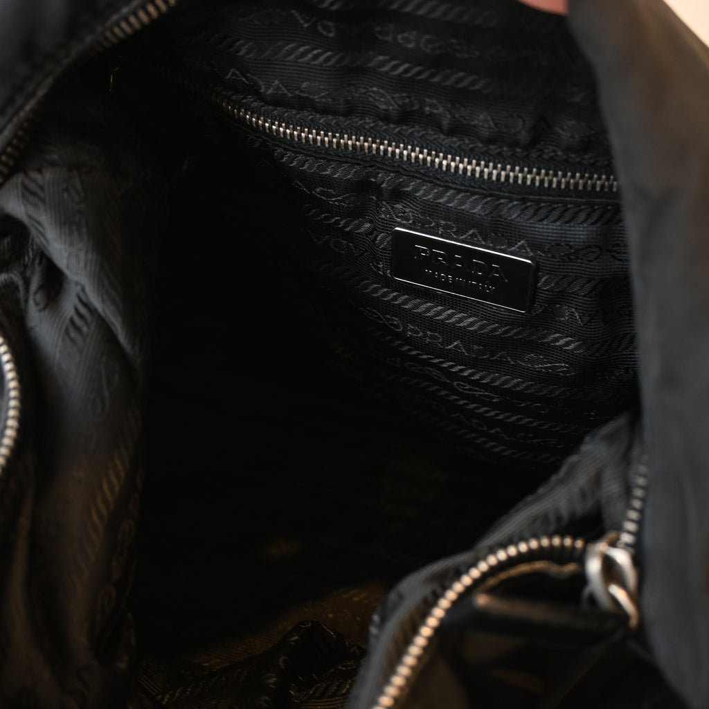 Prada Tessuto Nylon Big Hobo Bag with Braided Strap