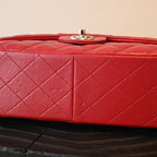 Chanel Red Caviar Quilted Classic Double Flap Jumbo Bag SHW