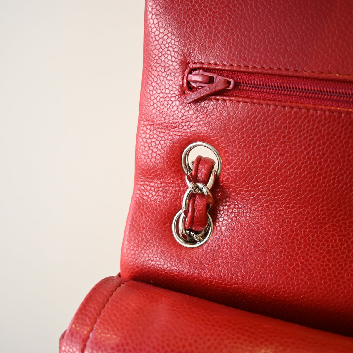 Chanel Red Caviar Quilted Classic Double Flap Jumbo Bag SHW