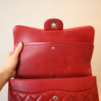 Chanel Red Caviar Quilted Classic Double Flap Jumbo Bag SHW