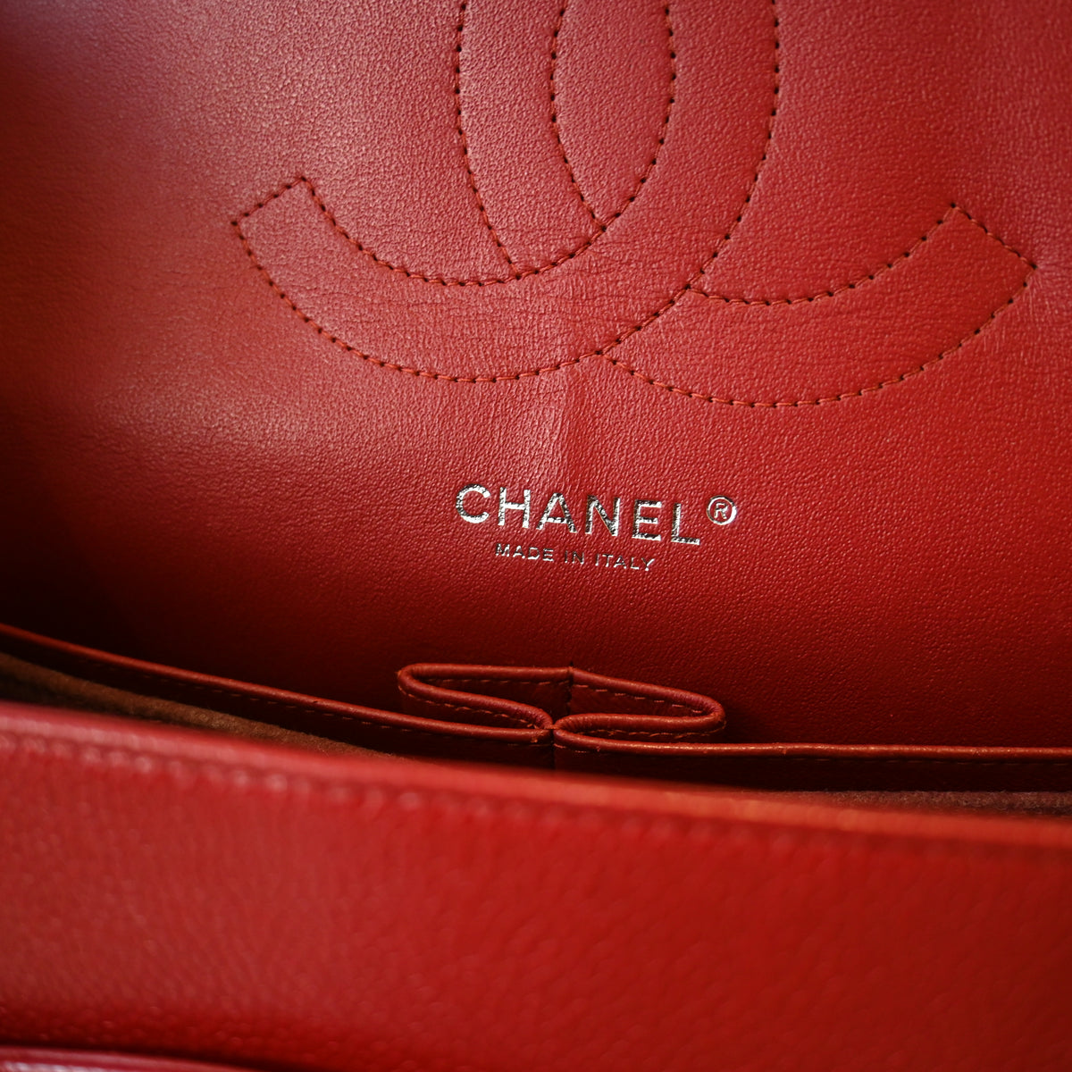 Chanel Red Caviar Quilted Classic Double Flap Jumbo Bag SHW
