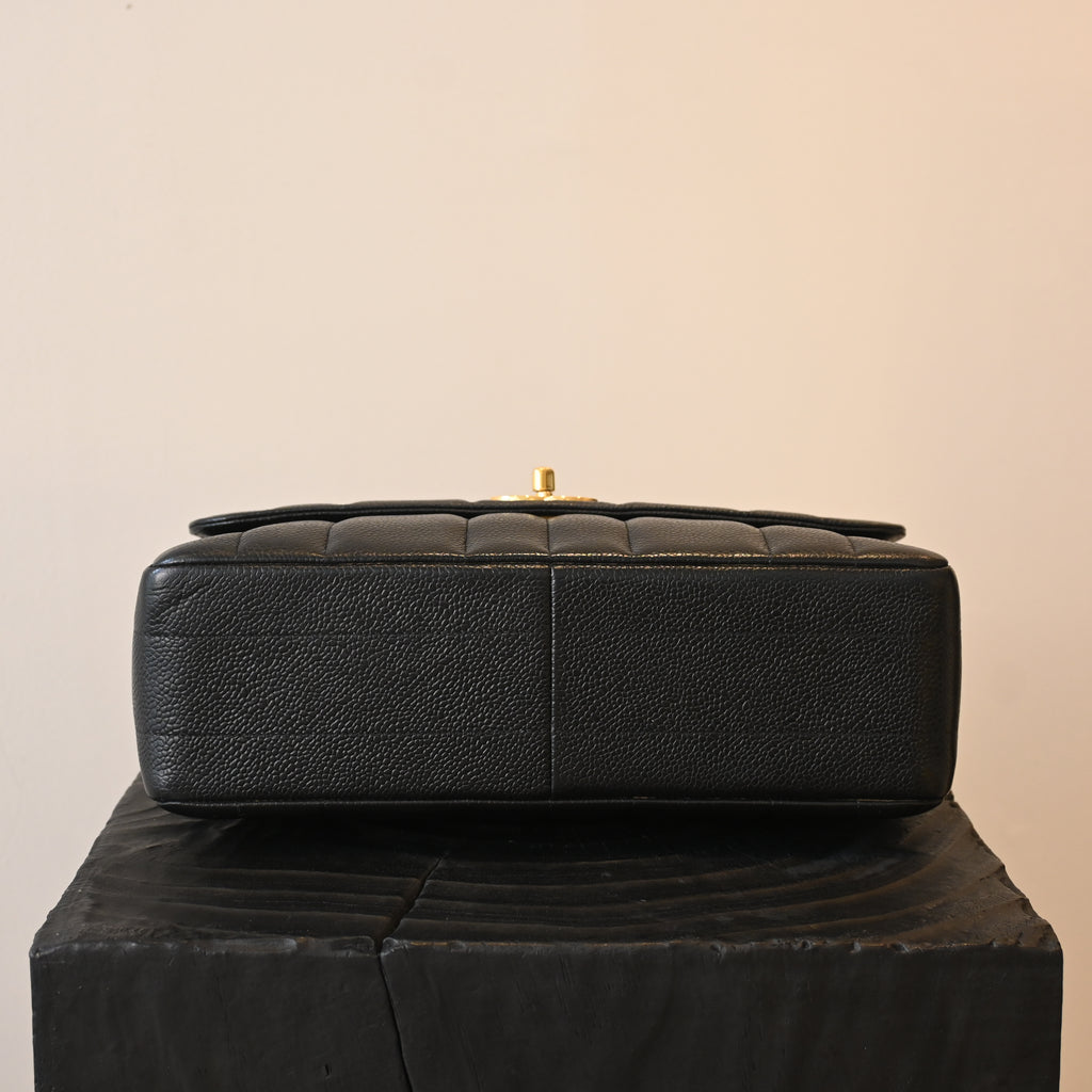 Chanel Black Caviar Vertical Mademoiselle Bag with 24K Gold Plated Hardware