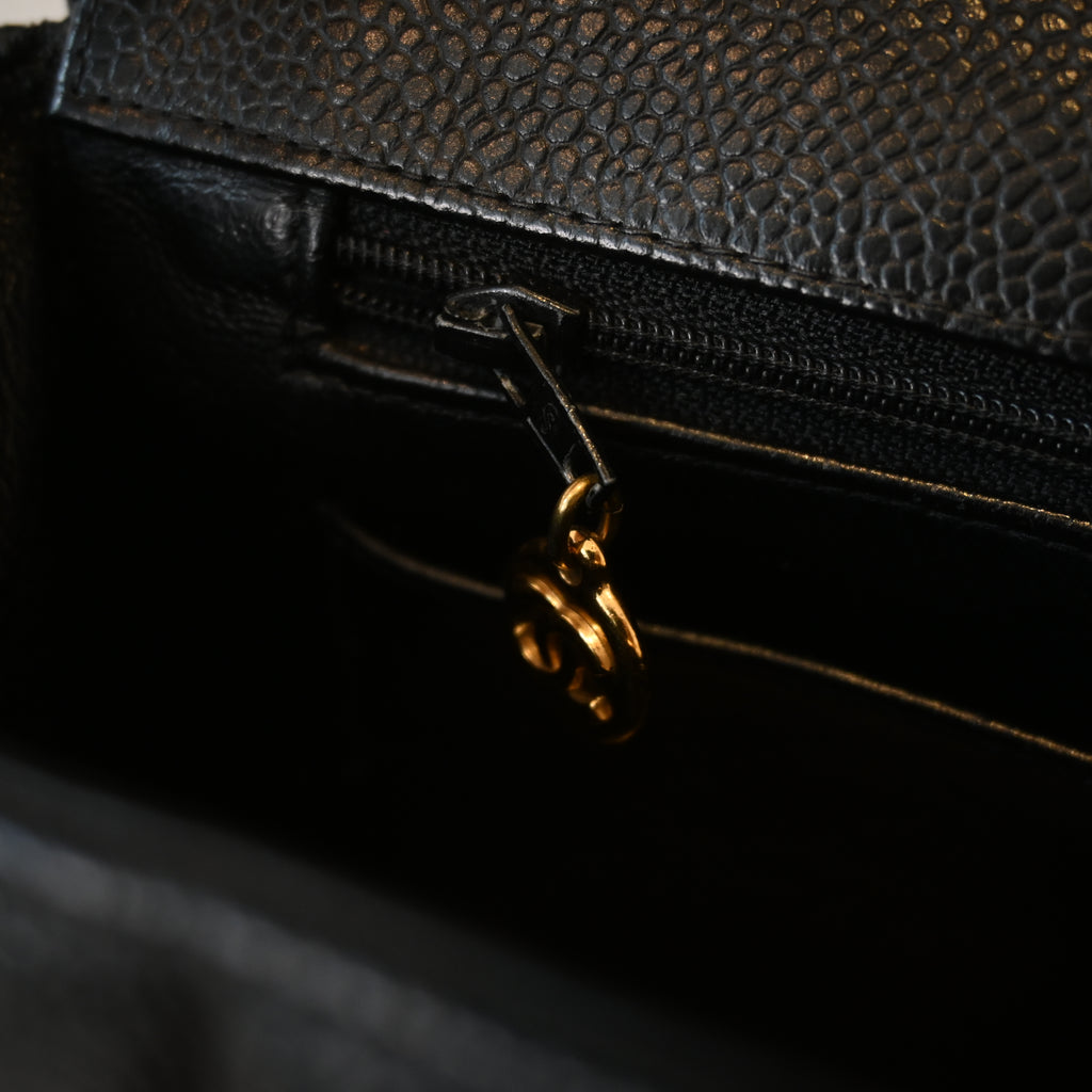 Chanel Black Caviar Vertical Mademoiselle Bag with 24K Gold Plated Hardware