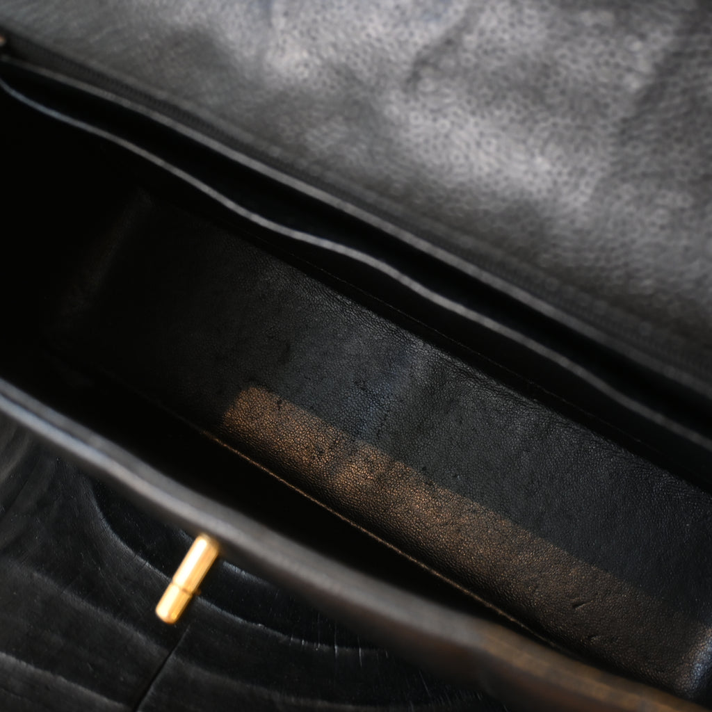 Chanel Black Caviar Vertical Mademoiselle Bag with 24K Gold Plated Hardware