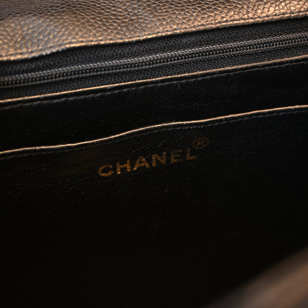 Chanel Black Caviar Vertical Mademoiselle Bag with 24K Gold Plated Hardware