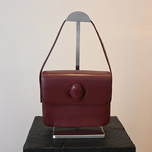 Cartier Must Line Bordeaux Calfskin Flap Shoulder Bag - Leluxe Vintage Sdn. Bhd.