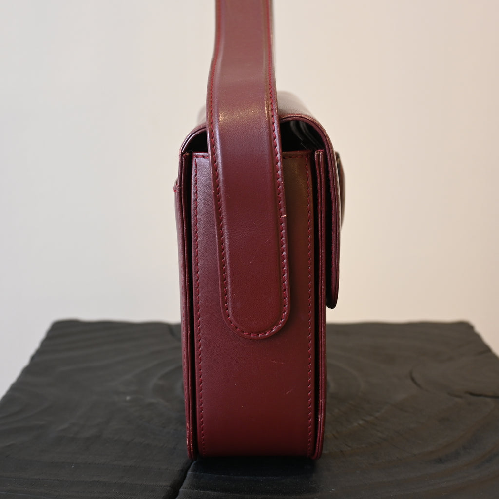 Cartier Must Line Bordeaux Calfskin Flap Shoulder Bag