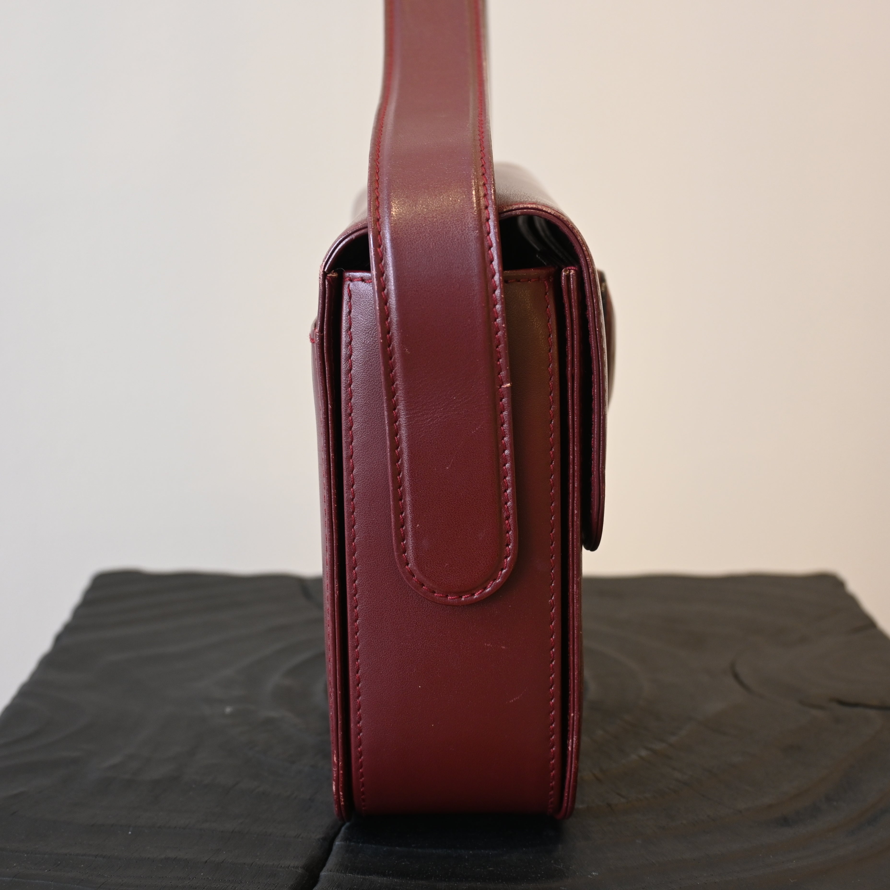 Cartier Must Line Bordeaux Calfskin Flap Shoulder Bag