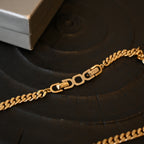 Christian Dior Cuban Link CD Necklace with Rhinestones