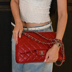 Chanel Red Caviar Quilted Classic Double Flap Jumbo Bag SHW
