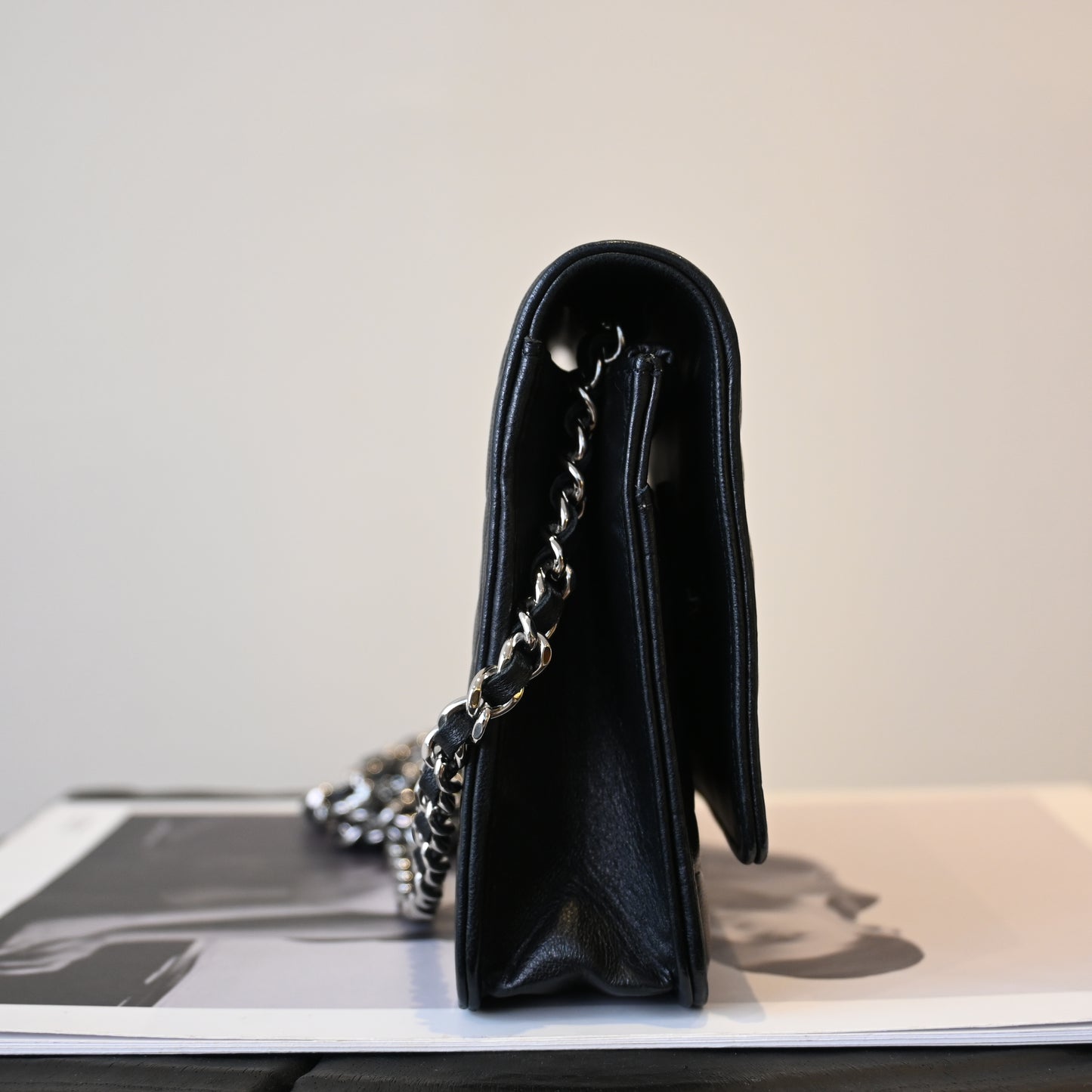 Chanel Camellia Embossed WOC Lambskin