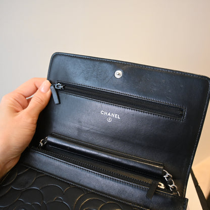 Chanel Camellia Embossed WOC Lambskin