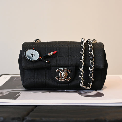 Chanel Satin Mini Lipstick & Mirror Micro Chocolate Bar Bag - Leluxe Vintage Sdn. Bhd.