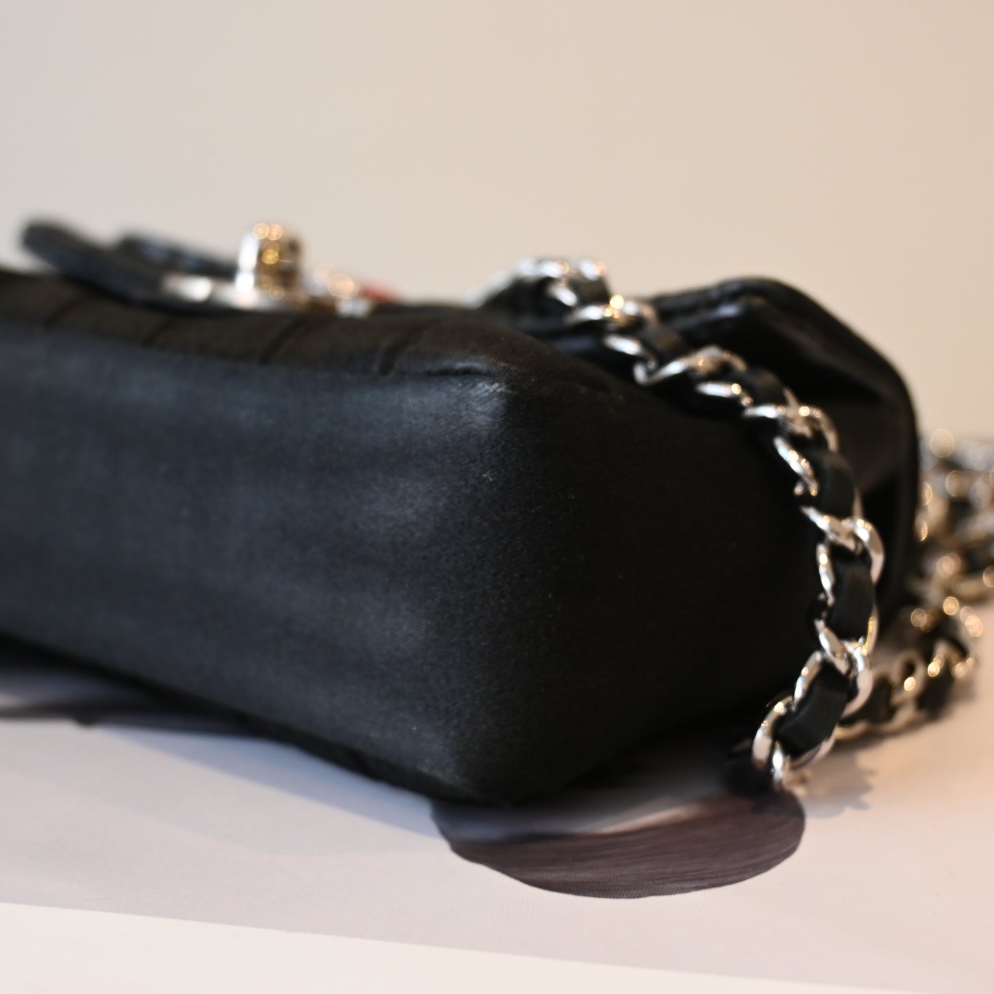 Chanel Satin Mini Lipstick & Mirror Micro Chocolate Bar Bag