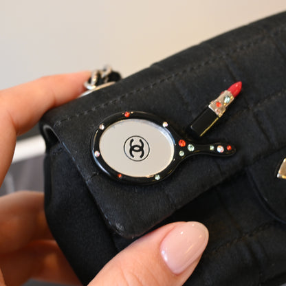 Chanel Satin Mini Lipstick & Mirror Micro Chocolate Bar Bag
