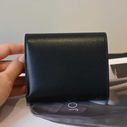 Celine Triomphe Leather Compact Wallet Black
