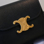 Celine Triomphe Leather Compact Wallet Black - Leluxe Vintage Sdn. Bhd.