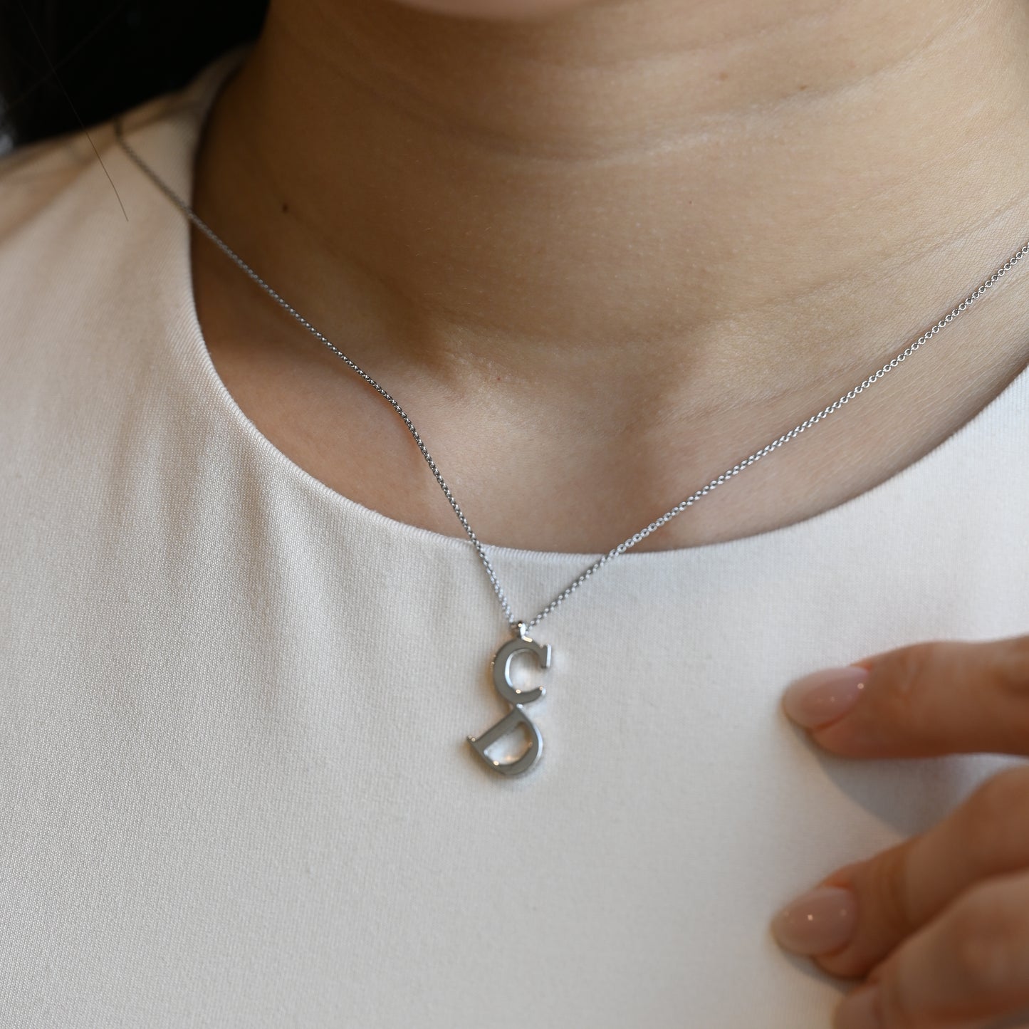 Dior CD logo Silver Necklace