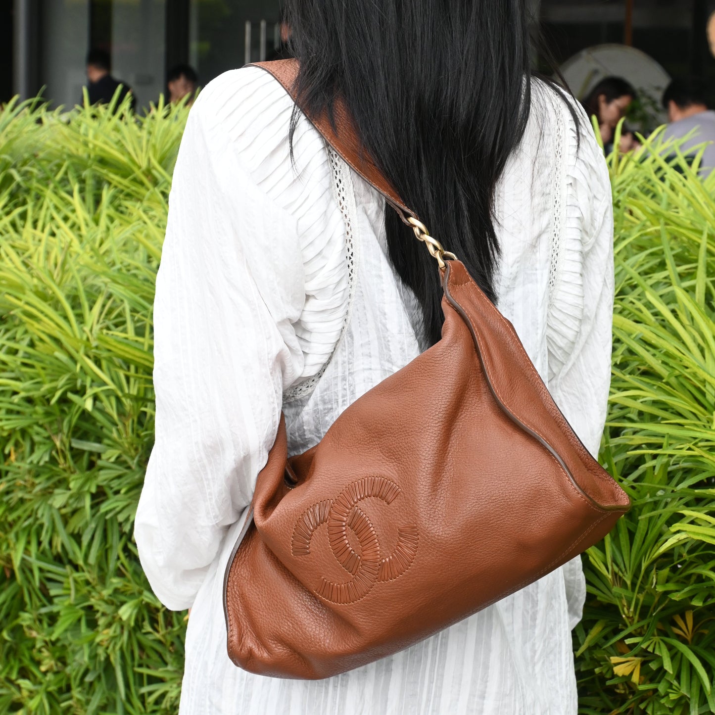 Chanel CC Hobo Brown Grained Calfskin