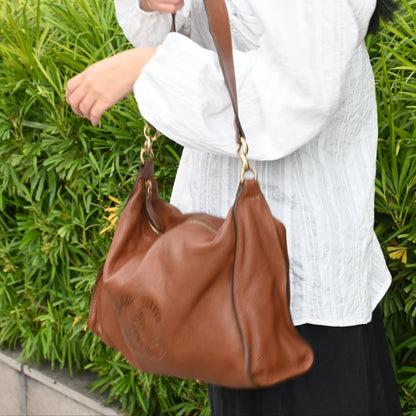 Chanel CC Hobo Brown Grained Calfskin