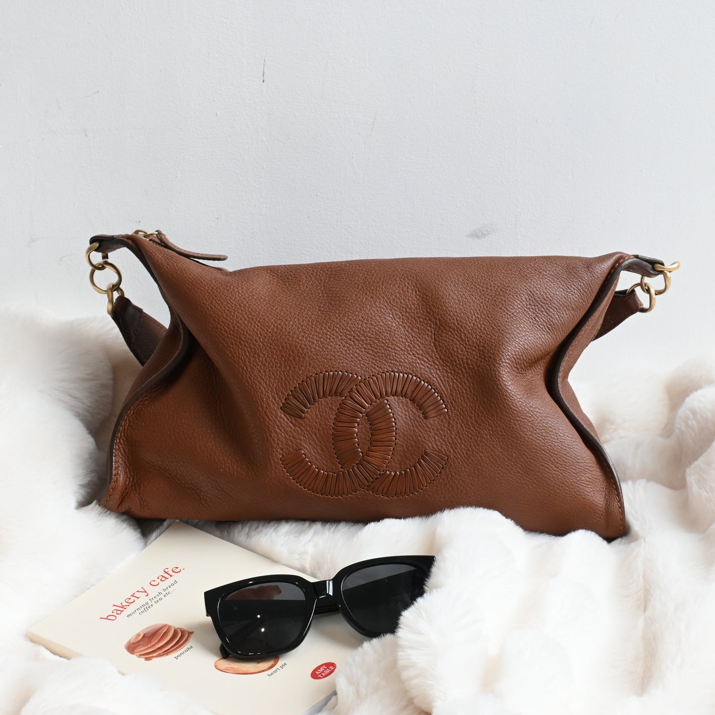Chanel CC Hobo Brown Grained Calfskin