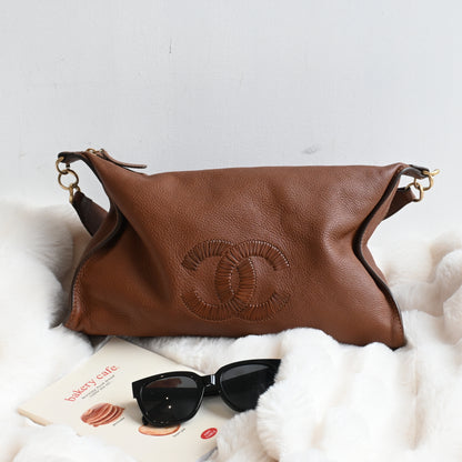 Chanel CC Hobo Brown Grained Calfskin