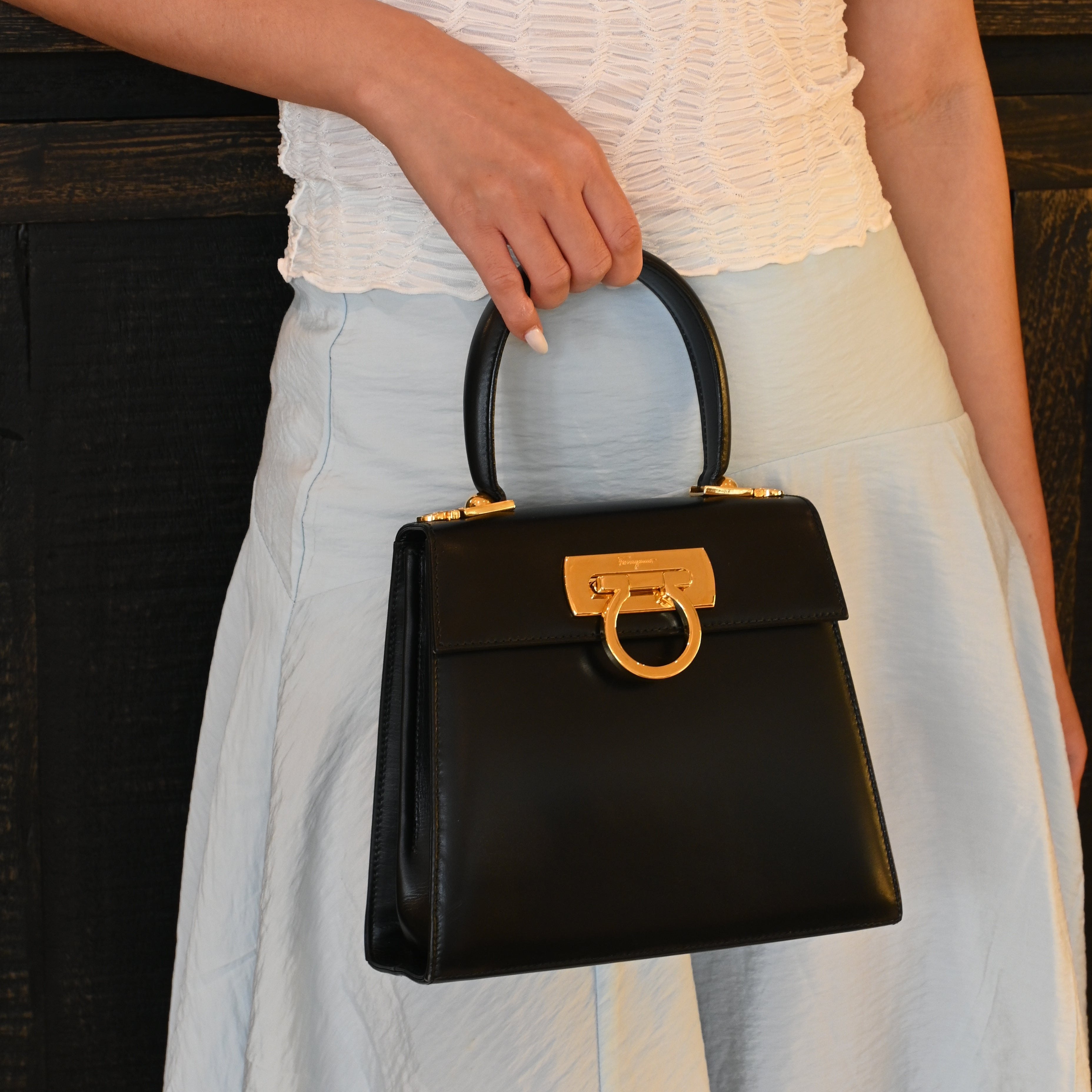 Salvatore Ferragamo Small Kelly Gancini - Leluxe Vintage Sdn. Bhd.