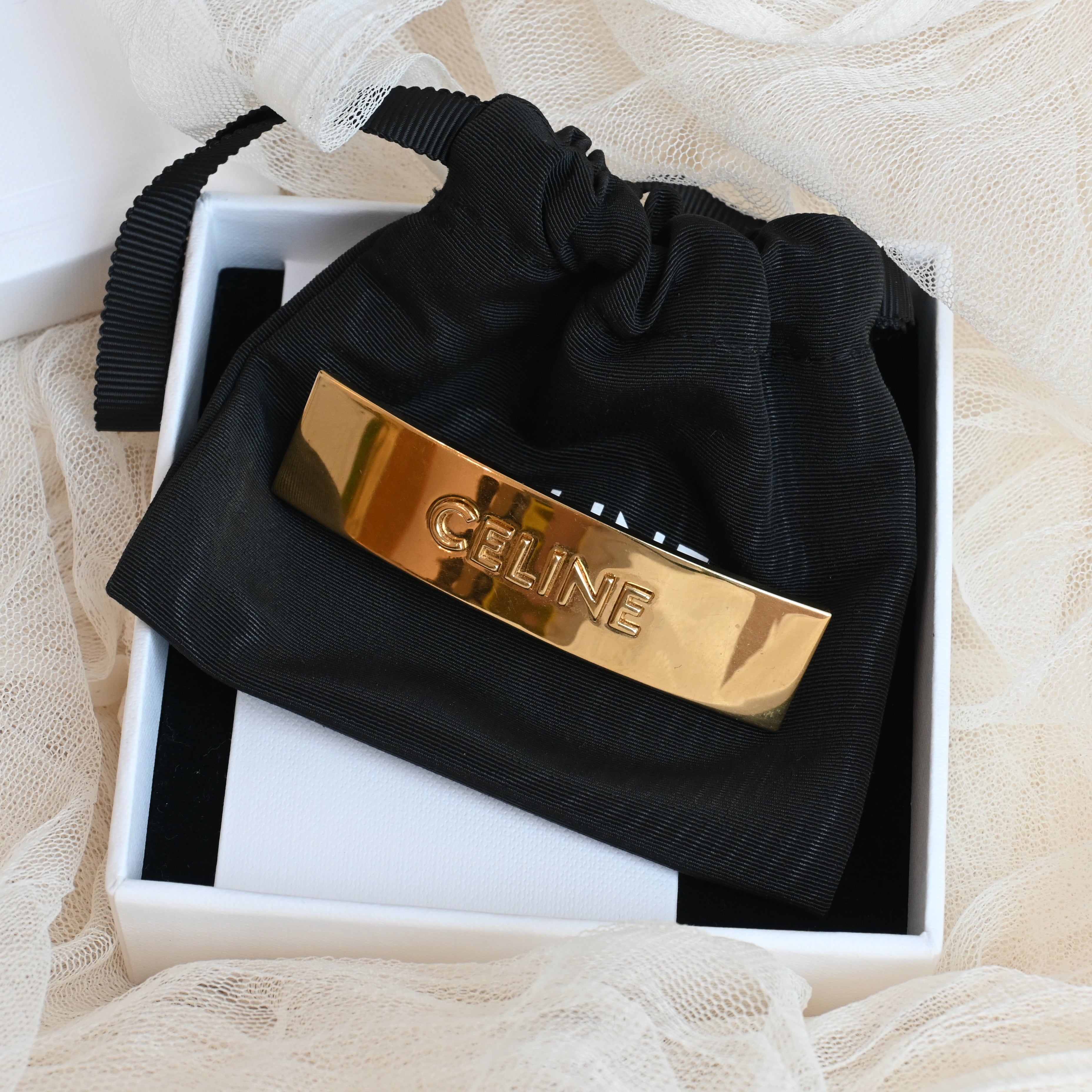 Celine Hairclip in Brass and Steel Gold Finish - Leluxe Vintage Sdn. Bhd.