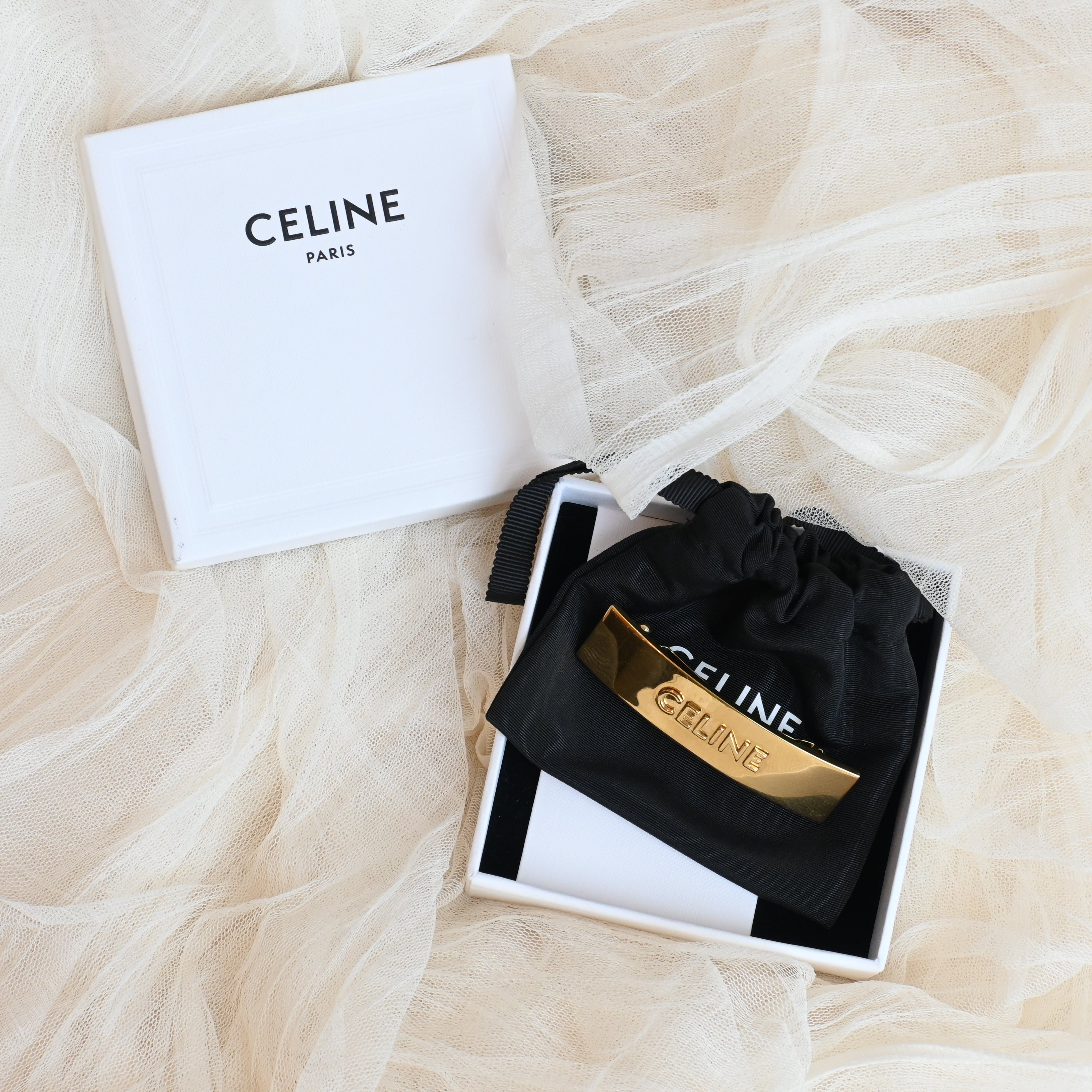 Celine Hairclip in Brass and Steel Gold Finish - Leluxe Vintage Sdn. Bhd.