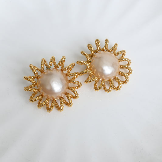 Chanel Faux Pearl Flower Earclip 1986-1992