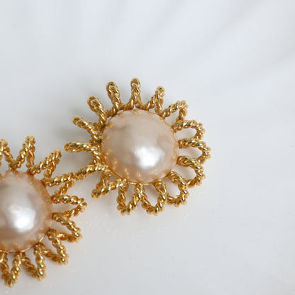 Chanel Faux Pearl Flower Earclip 1986-1992