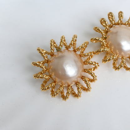 Chanel Faux Pearl Flower Earclip 1986-1992