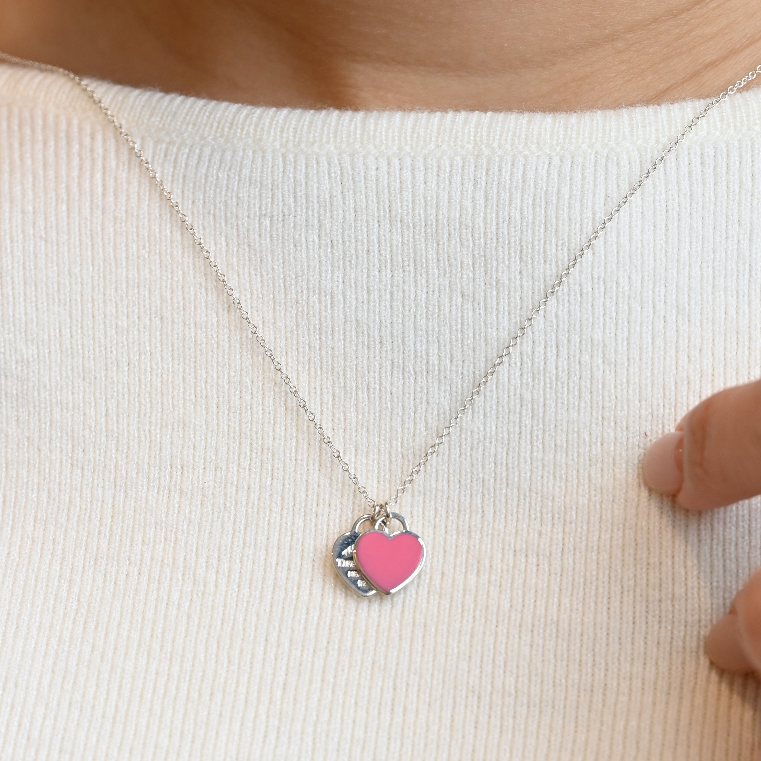 Tiffany Return To Tiffany Double Heart Tag Pink - Leluxe Vintage Sdn. Bhd.
