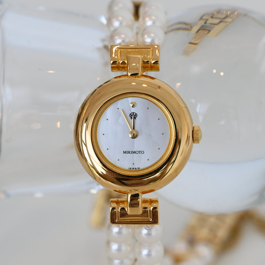 Mikimoto Double Pearl Bracelet JAL Watch ref. 4N20-0941 - Leluxe Vintage Sdn. Bhd.