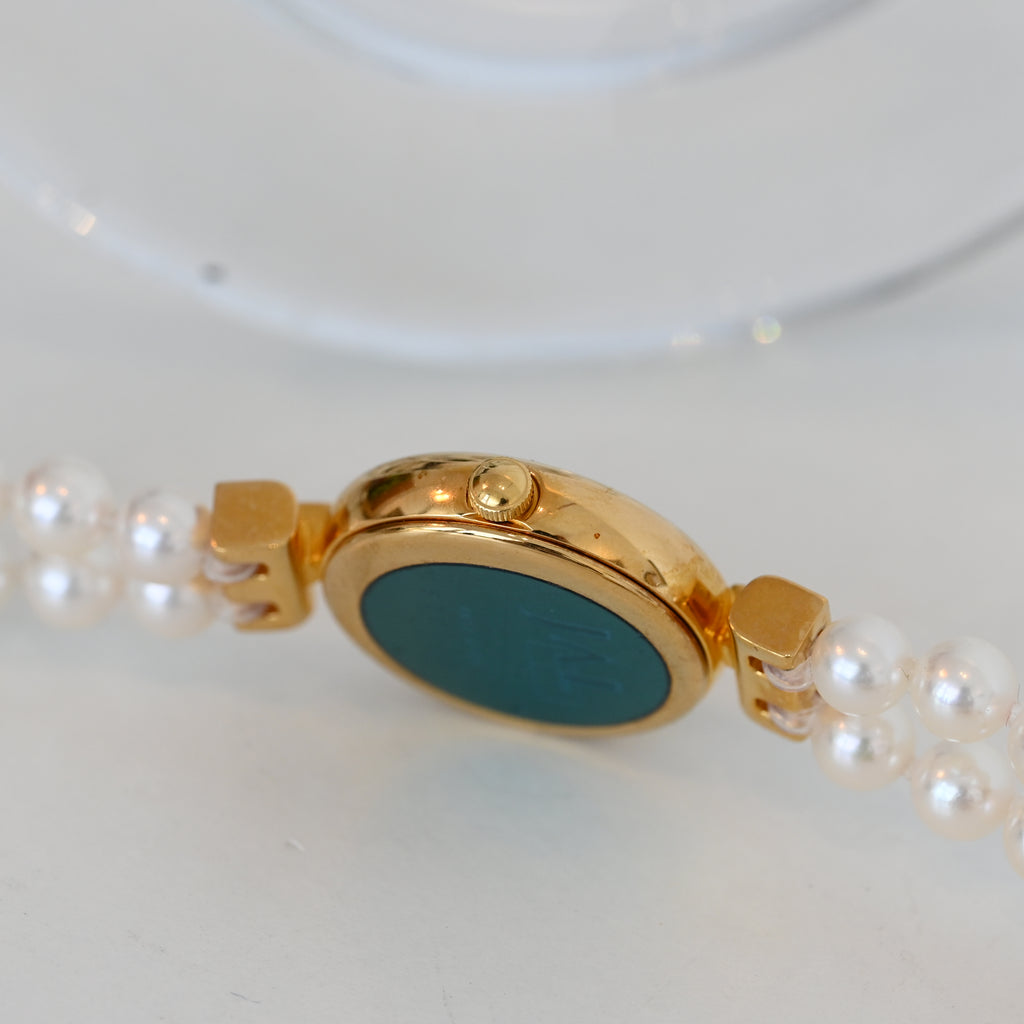 Mikimoto Double Pearl Bracelet JAL Watch ref. 4N20-0941 - Leluxe Vintage Sdn. Bhd.
