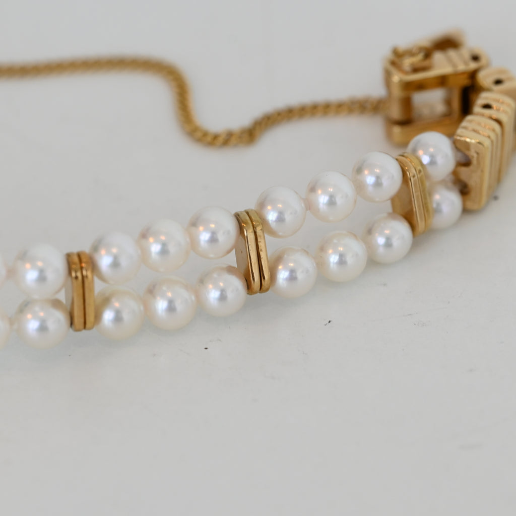 Mikimoto Double Pearl Bracelet JAL Watch ref. 4N20-0941 - Leluxe Vintage Sdn. Bhd.