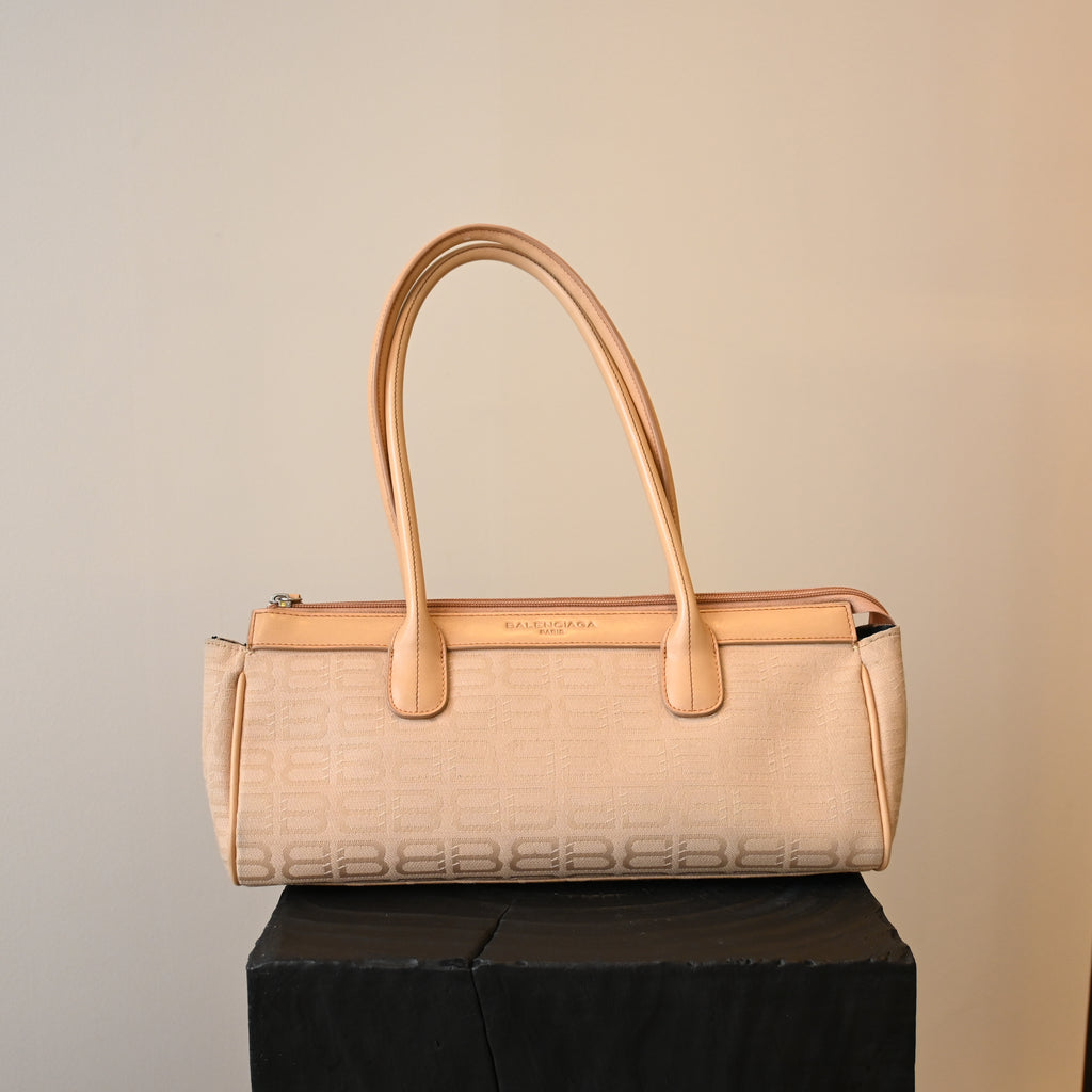 Balenciaga Beige Monogram Canvas Tote Bag - Leluxe Vintage Sdn. Bhd.