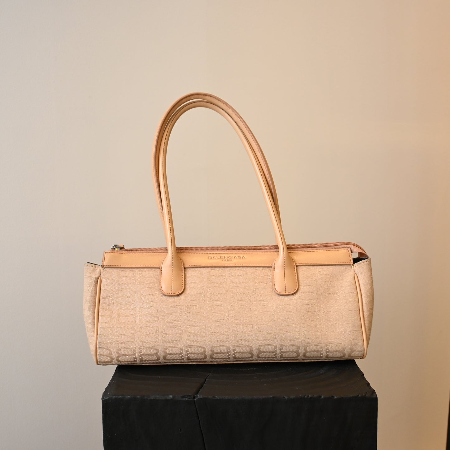 Balenciaga Beige Monogram Canvas Tote Bag