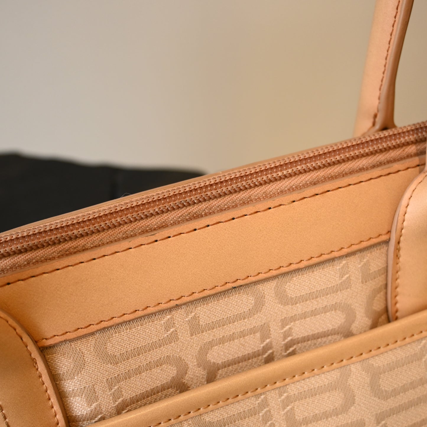 Balenciaga Beige Monogram Canvas Tote Bag