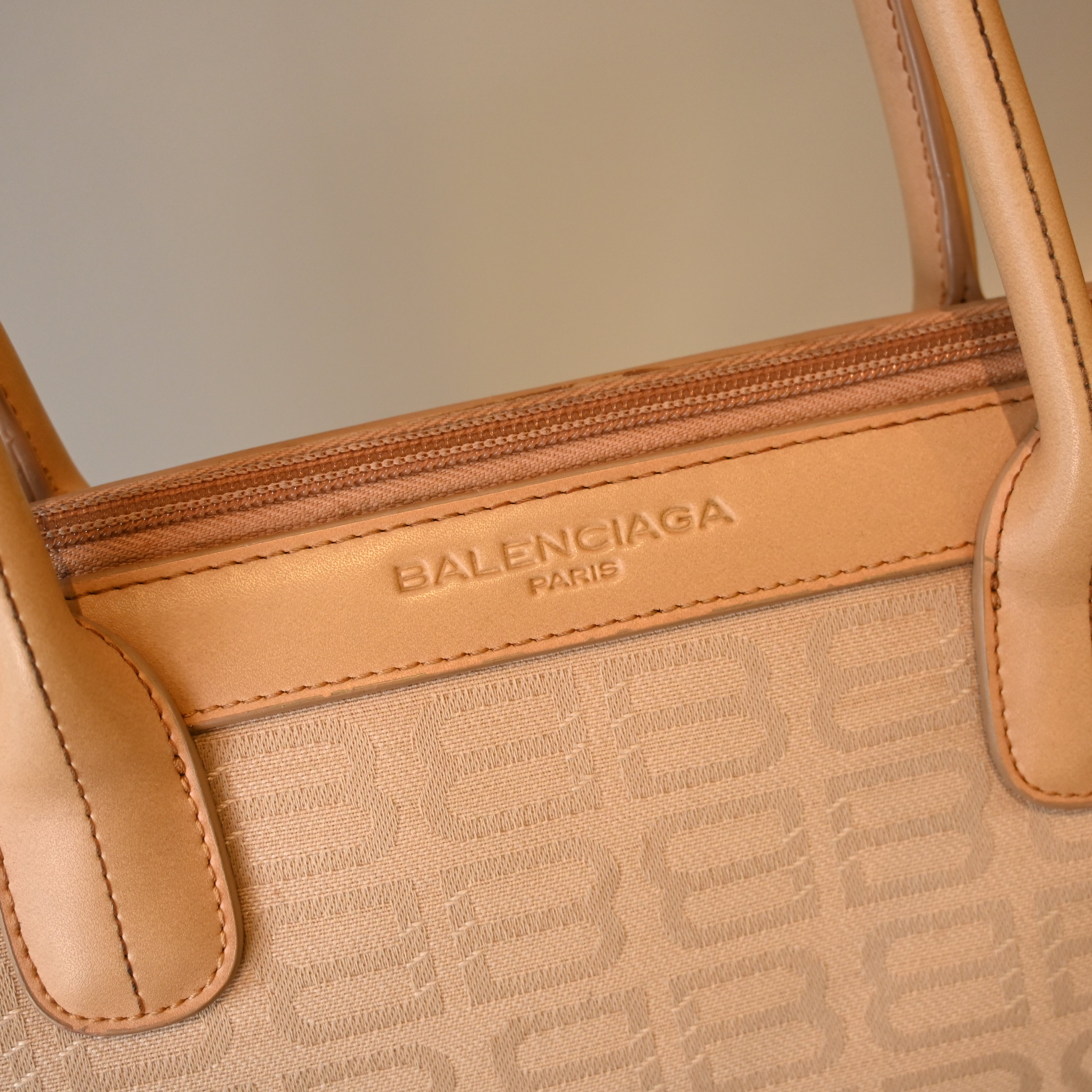 Balenciaga Beige Monogram Canvas Tote Bag - Leluxe Vintage Sdn. Bhd.