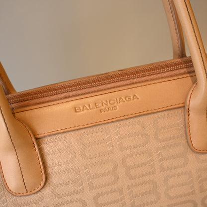 Balenciaga Beige Monogram Canvas Tote Bag