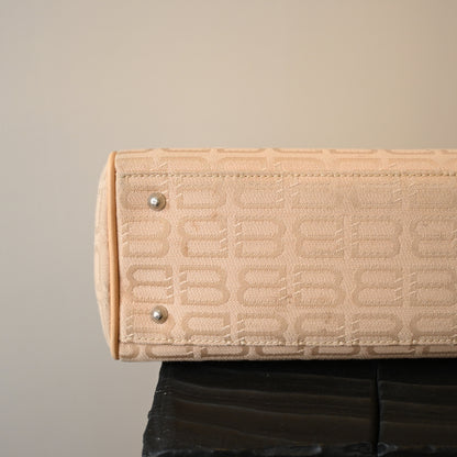 Balenciaga Beige Monogram Canvas Tote Bag