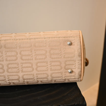 Balenciaga Beige Monogram Canvas Tote Bag