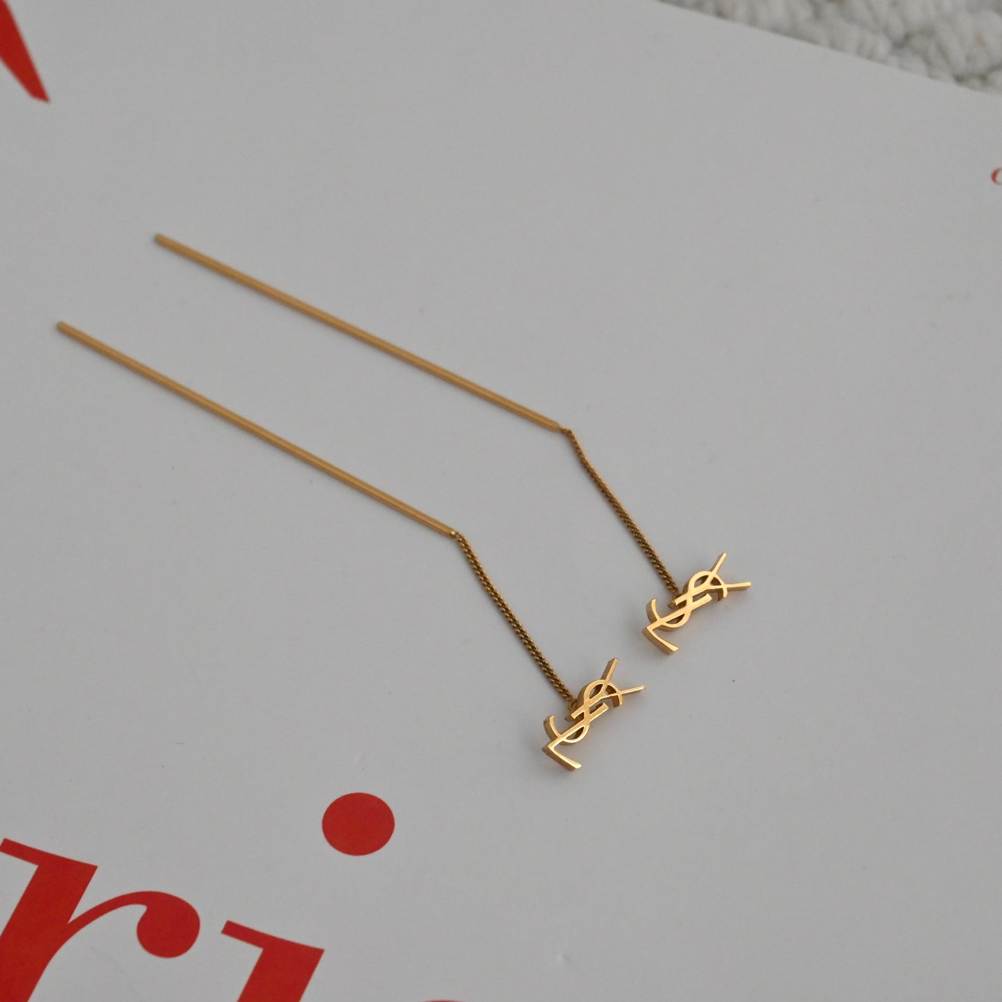 Yves Saint Laurent Gold Opyum Threader Earrings