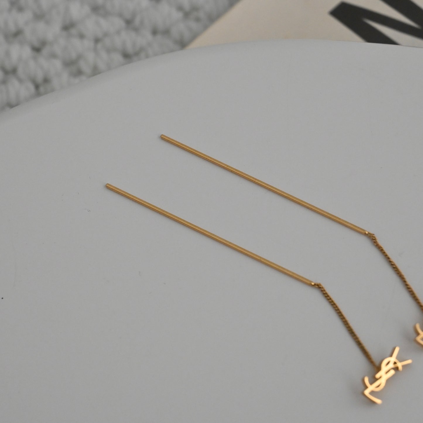 Yves Saint Laurent Gold Opyum Threader Earrings