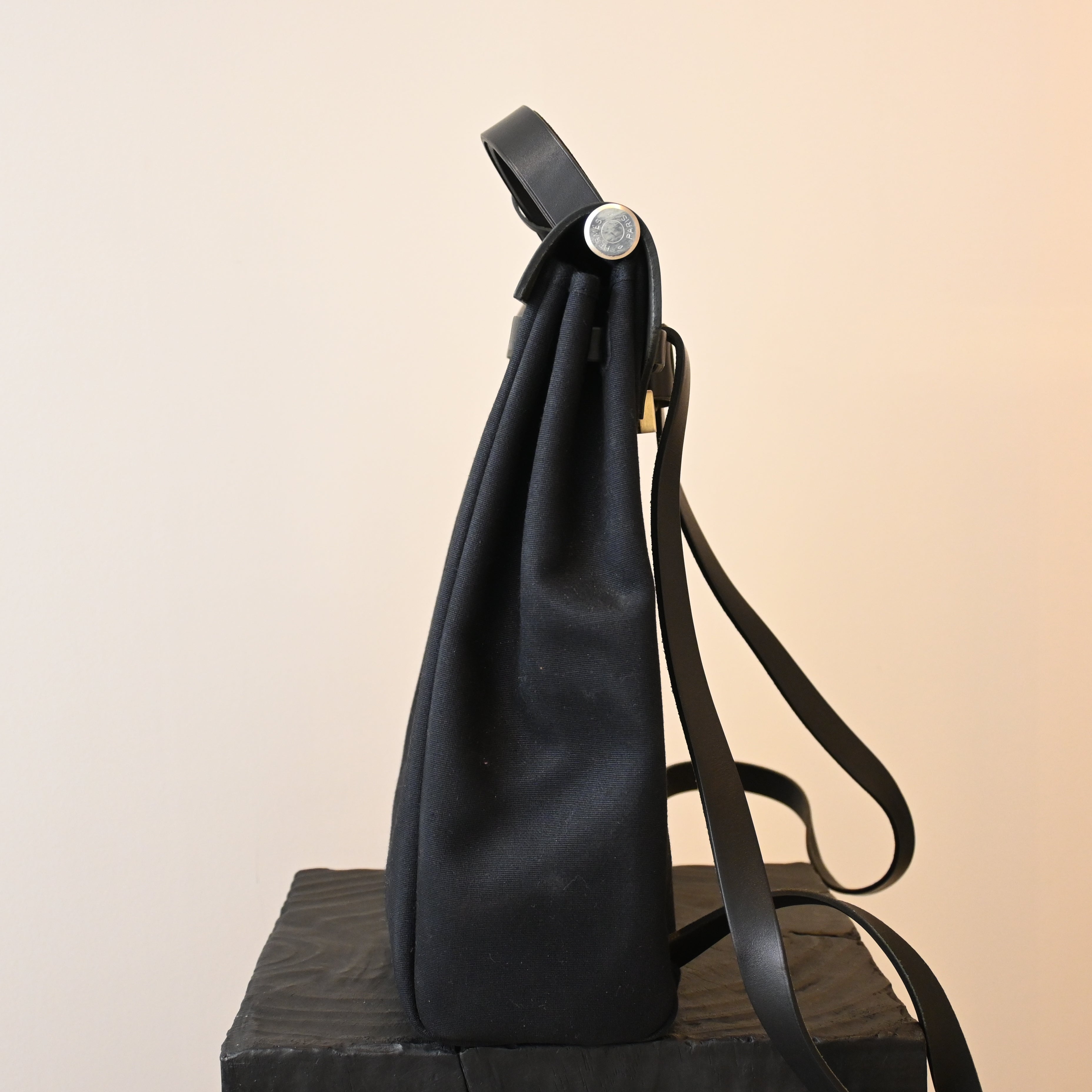 Hermès Herbag Ado PM Toile Officier × Vache Hunter □G:2003 - Leluxe Vintage Sdn. Bhd.