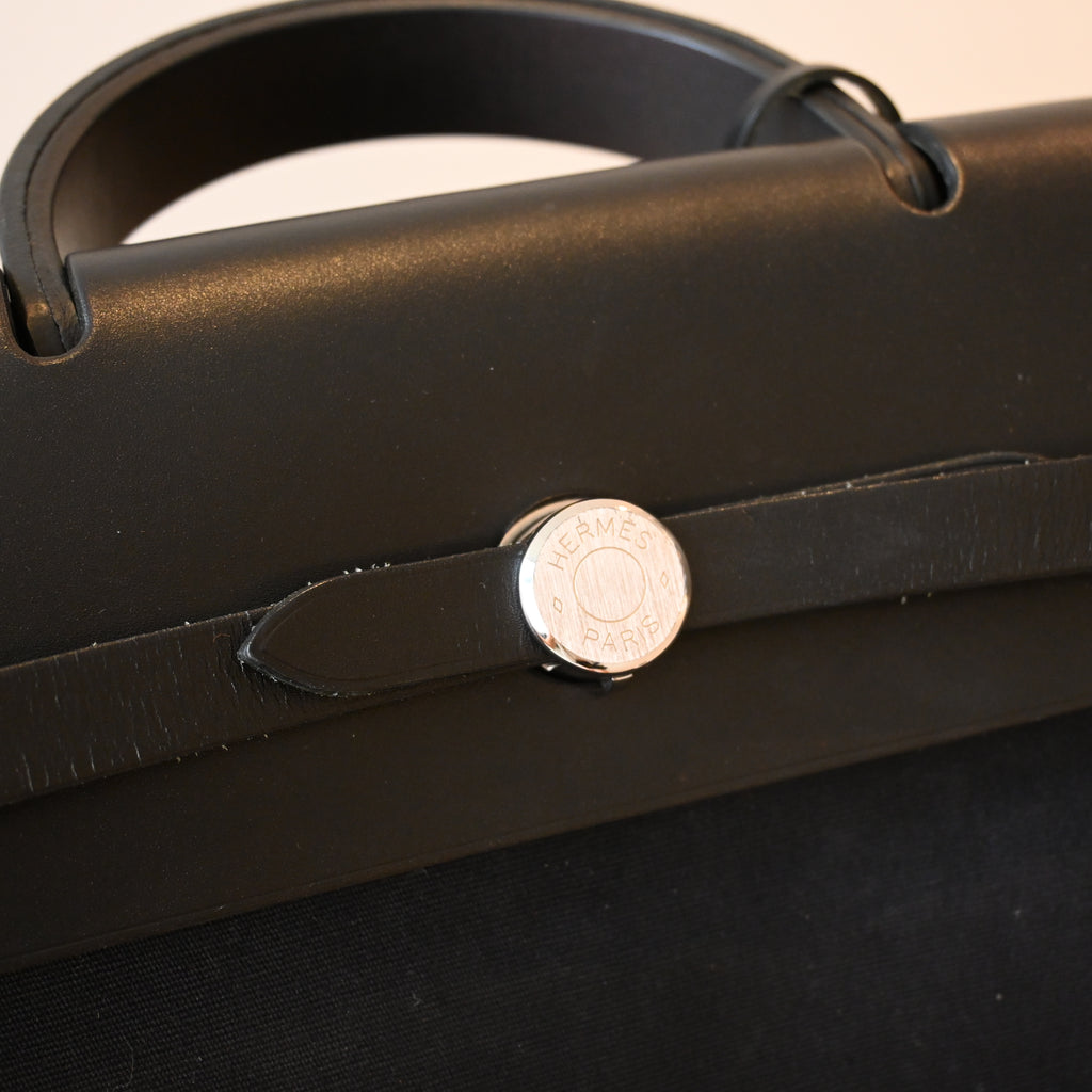 Hermès Herbag Ado PM Toile Officier × Vache Hunter □G:2003 - Leluxe Vintage Sdn. Bhd.