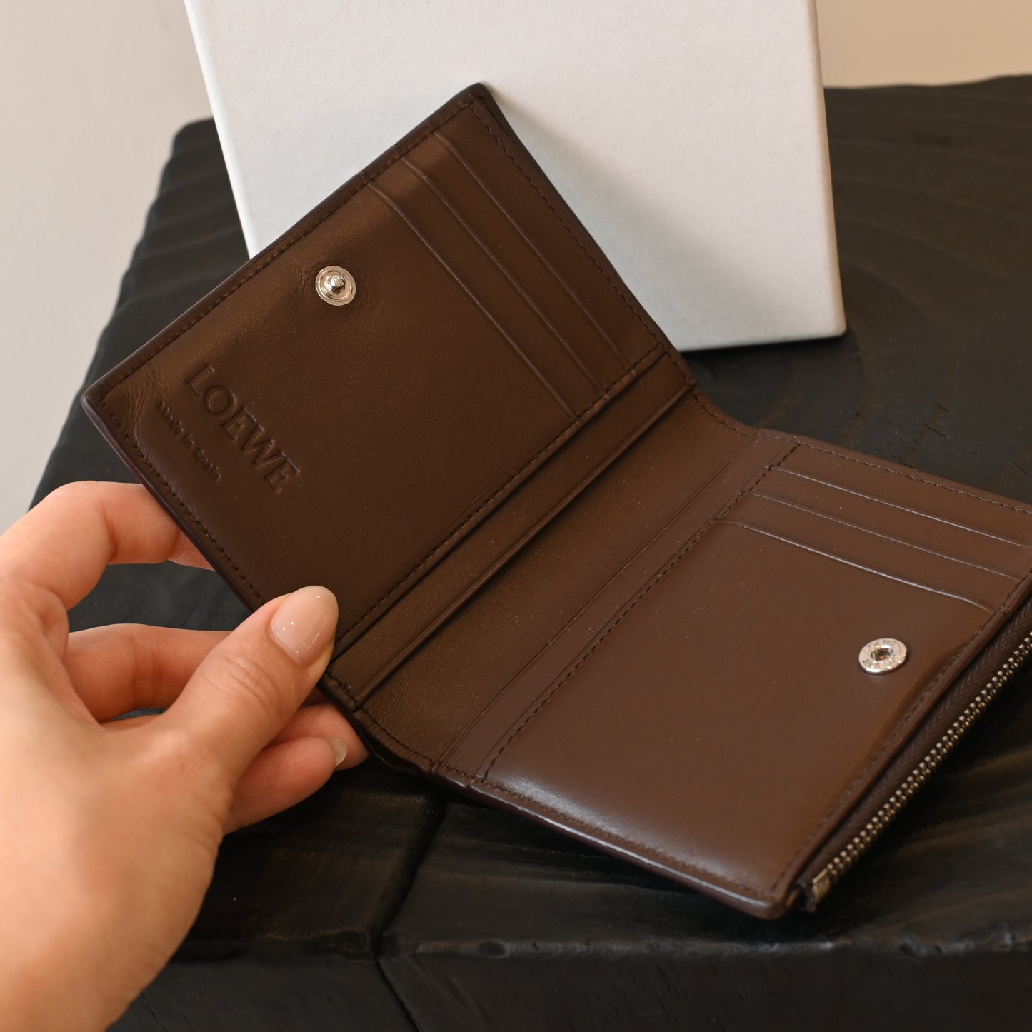 Loewe Anagram Slim Compact Wallet Brown